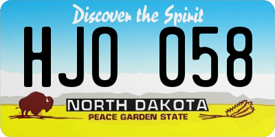 ND license plate HJO058