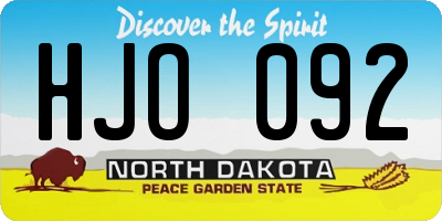 ND license plate HJO092