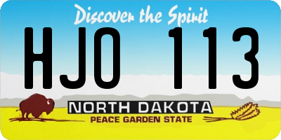 ND license plate HJO113
