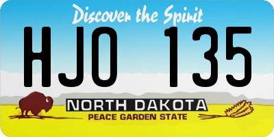 ND license plate HJO135