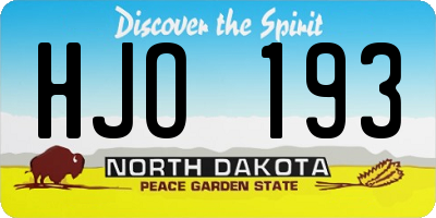 ND license plate HJO193