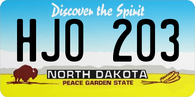ND license plate HJO203