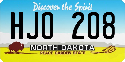 ND license plate HJO208