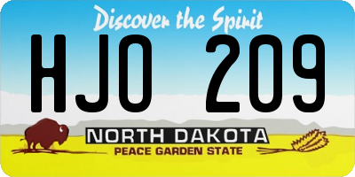 ND license plate HJO209