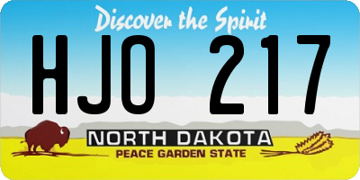 ND license plate HJO217