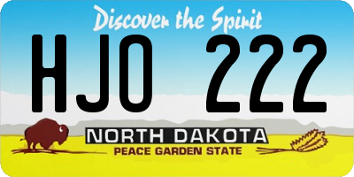 ND license plate HJO222