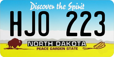 ND license plate HJO223