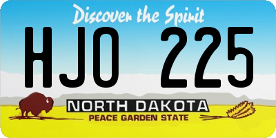 ND license plate HJO225