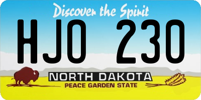 ND license plate HJO230