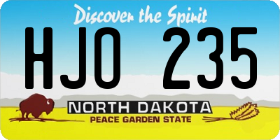 ND license plate HJO235