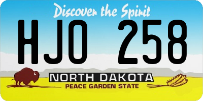 ND license plate HJO258