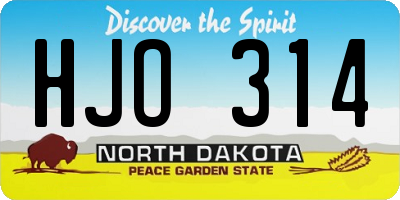 ND license plate HJO314