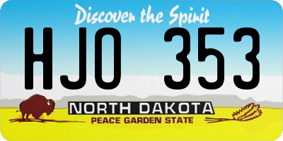 ND license plate HJO353