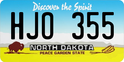 ND license plate HJO355