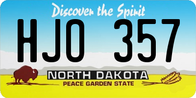 ND license plate HJO357