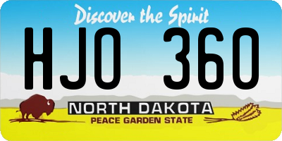 ND license plate HJO360