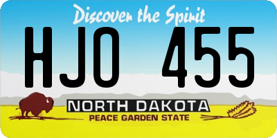 ND license plate HJO455