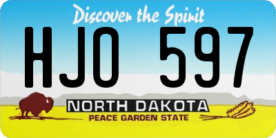 ND license plate HJO597