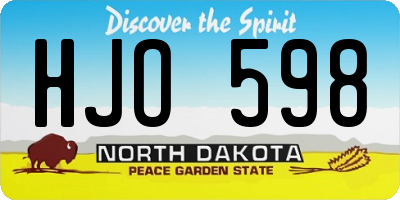 ND license plate HJO598