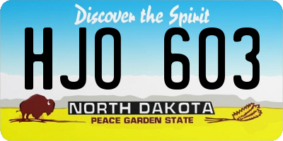 ND license plate HJO603