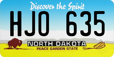 ND license plate HJO635