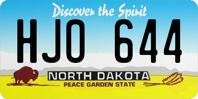 ND license plate HJO644