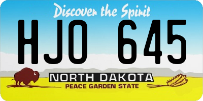 ND license plate HJO645