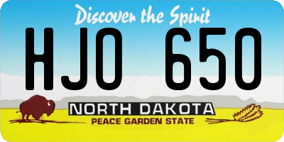 ND license plate HJO650