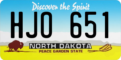 ND license plate HJO651