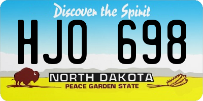 ND license plate HJO698