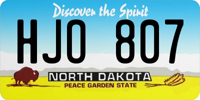 ND license plate HJO807