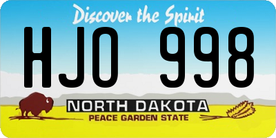 ND license plate HJO998