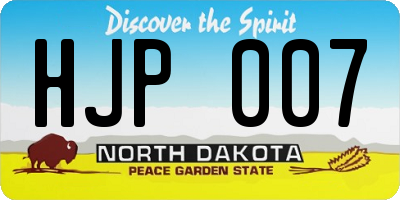 ND license plate HJP007