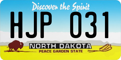ND license plate HJP031