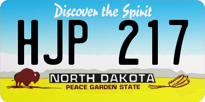 ND license plate HJP217
