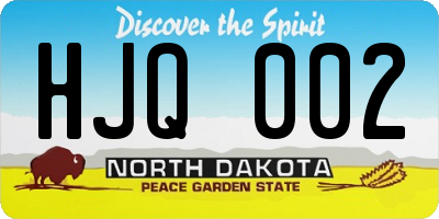 ND license plate HJQ002