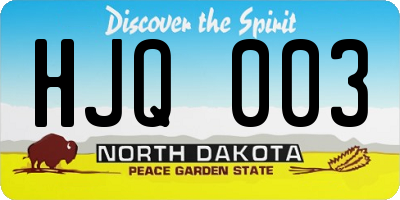 ND license plate HJQ003