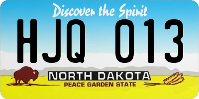 ND license plate HJQ013