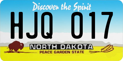 ND license plate HJQ017