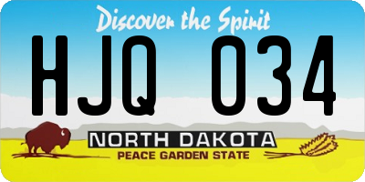 ND license plate HJQ034