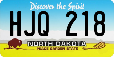 ND license plate HJQ218