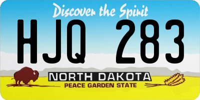 ND license plate HJQ283