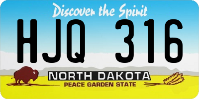 ND license plate HJQ316