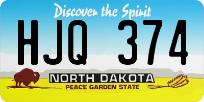 ND license plate HJQ374