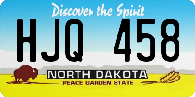 ND license plate HJQ458