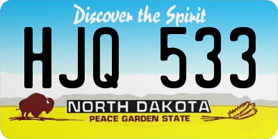 ND license plate HJQ533