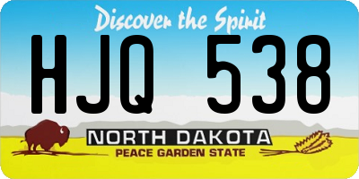 ND license plate HJQ538