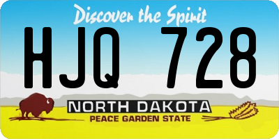 ND license plate HJQ728