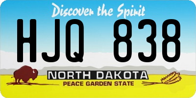 ND license plate HJQ838