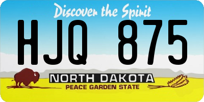 ND license plate HJQ875